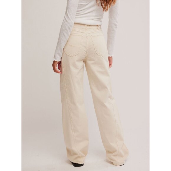 FREE PEOPLE We The Free Aster Straight Leg Jeans / Cream - Picture 10 of 12